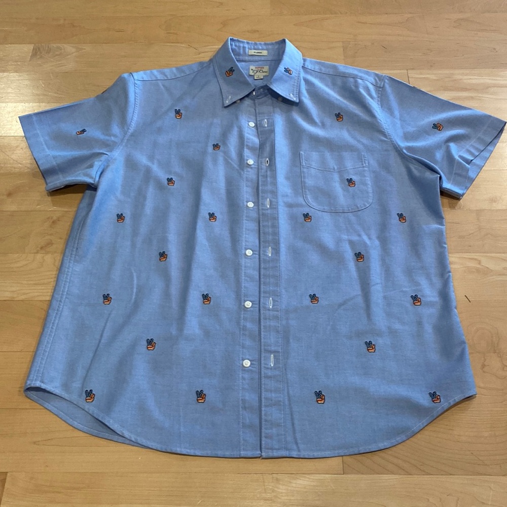 J Crew Oxford Short Sleeve Button Patriotic Shirt